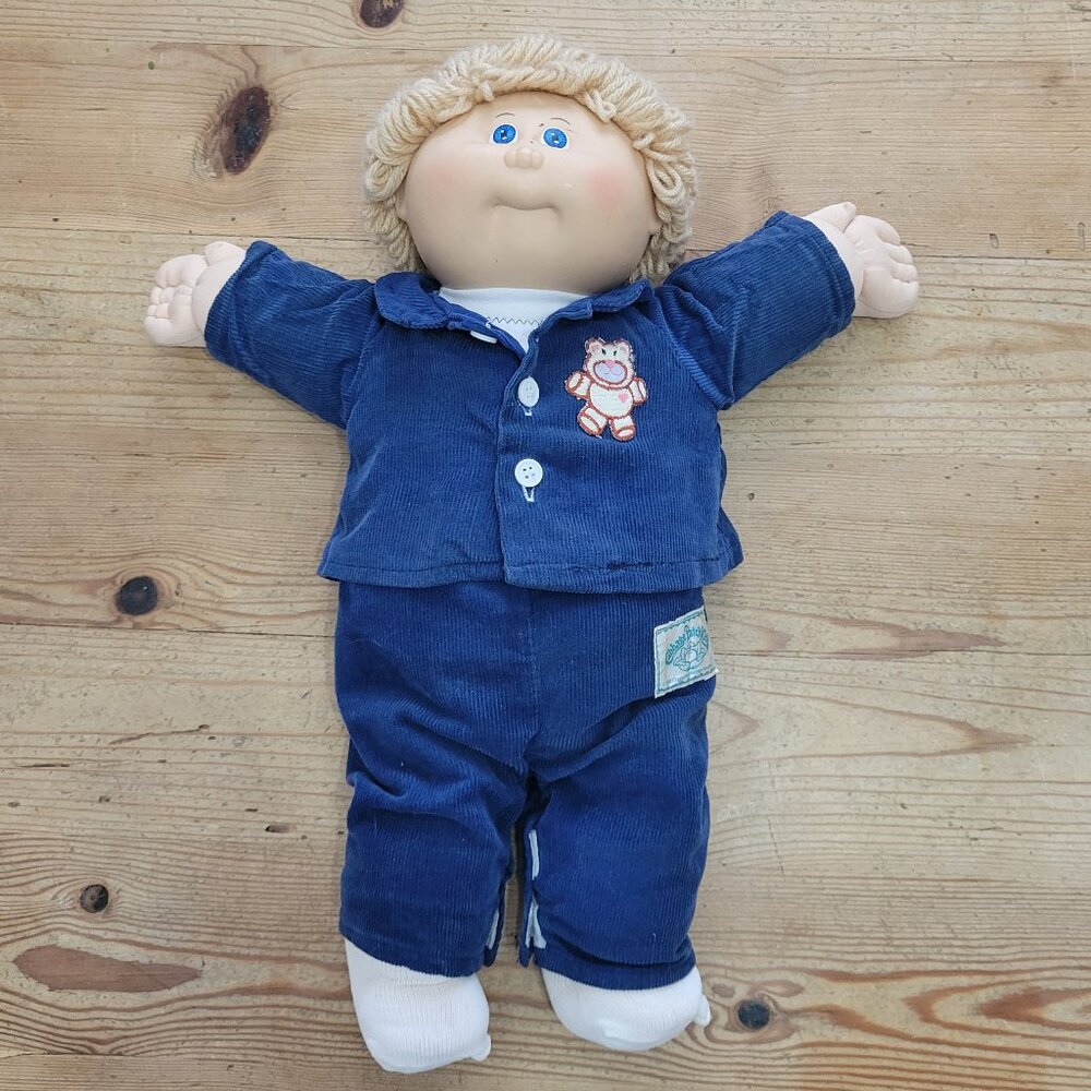 Vtg 1982 Cabbage Patch Kids OAA Coleco Doll Blonde Hair Blue Eyes Outfit HM 1